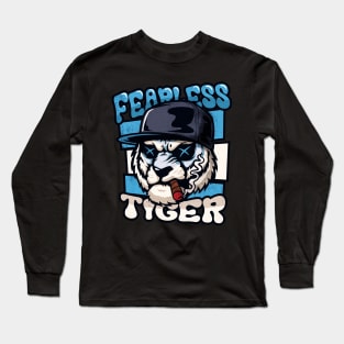 Fearless White Tiger: White Tiger Face Illustration for the Bold Long Sleeve T-Shirt